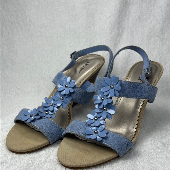 Dexter Shoes - Dexter, blue suede wedges worn once to wedding